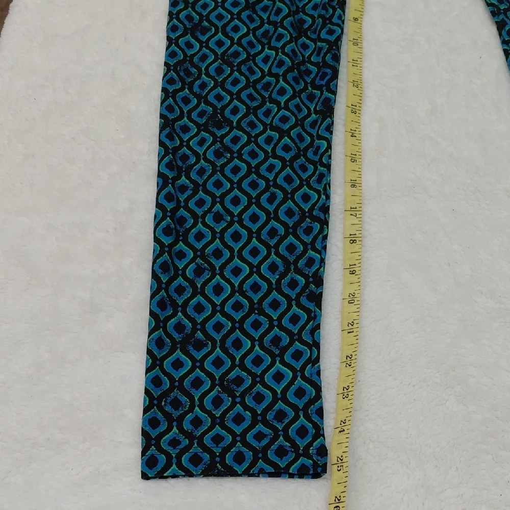 $5🧨  LuLaRoe Blue Teal Geometric Print Leggings - Picture 3 of 11